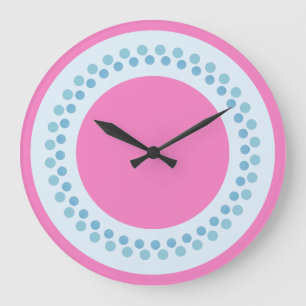 Rosa und Blau Große Wanduhr