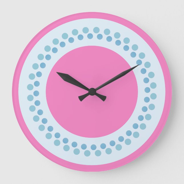 Rosa und Blau Große Wanduhr (Vorderseite)