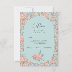 Rosa und Blau im Shabby-Chic-Stil RSVP Karte