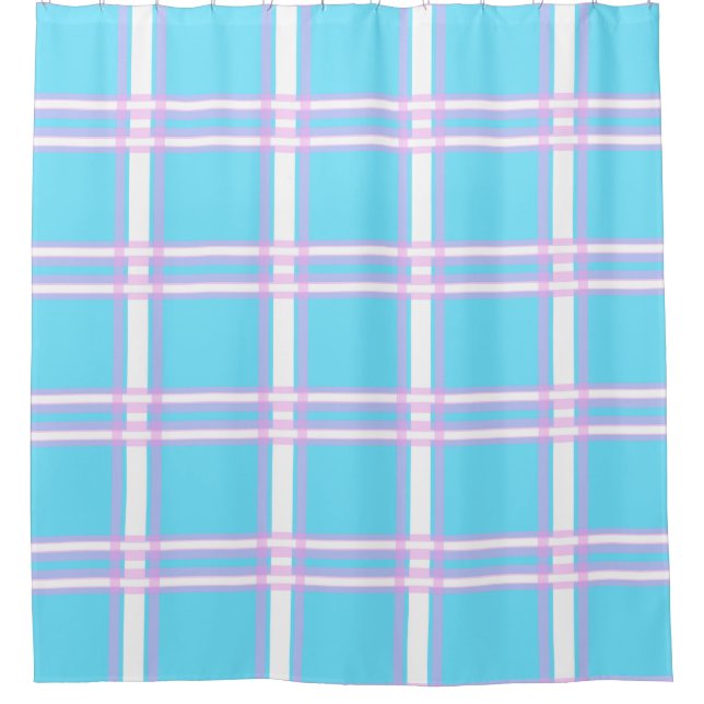 Rosa und blau Kariert Duschvorhang (Vorderseite)