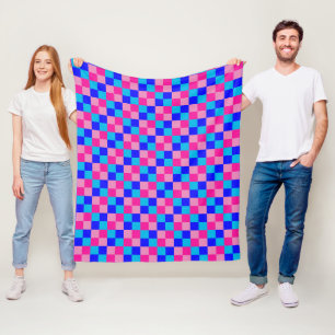 Rosa und Blau kariertes Druckmuster Fleecedecke