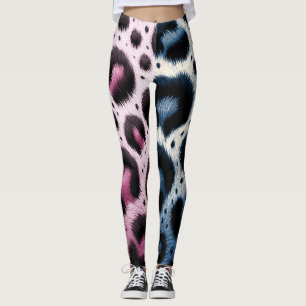 Rosa und Blau Leopardenfell Tierdruck Punkte  Leggings