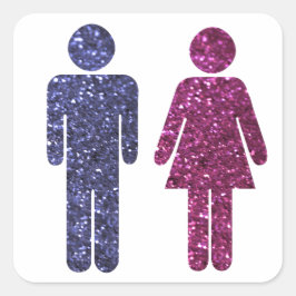 Rosa und Blau Quadratischer Aufkleber