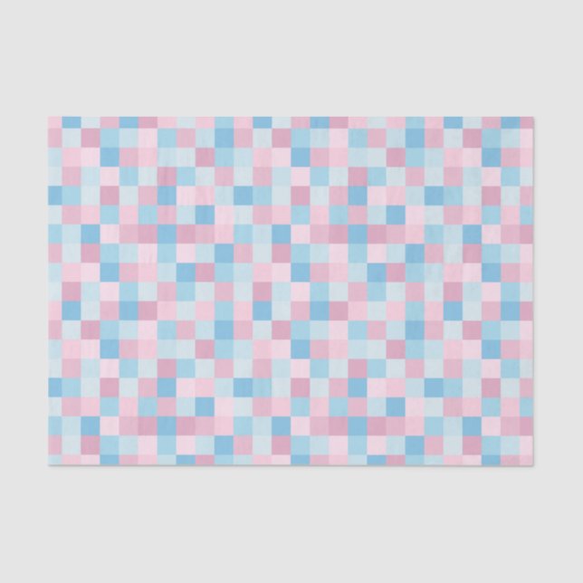 Rosa und Blau quadriert Seidenpapier (Vorderseite)