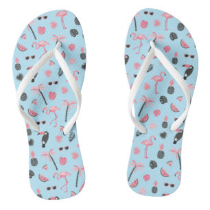 Rosa und Blau Sommer-Tropenmuster Flip Flops