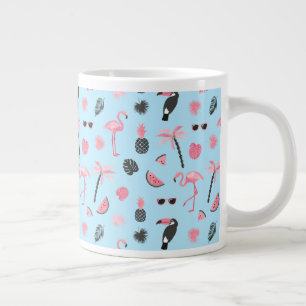 Rosa und Blau Sommer-Tropenmuster Jumbo-Tasse