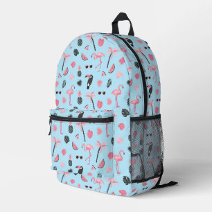 Rosa und Blau Sommer tropisches Muster Bedruckter Rucksack