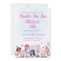 Rosa und Blau unter dem Meer Einladung zum Geburts