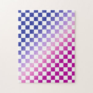 Rosa und blau verlaufendes Schachbrettmuster Puzzle