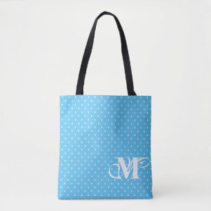 Rosa und Blau - Weiße Polka-Dot-Monogramm 2