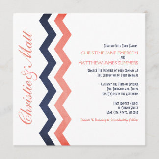 Rosa und Blau Zig Zag Hochzeitsaufenthalte Einladung