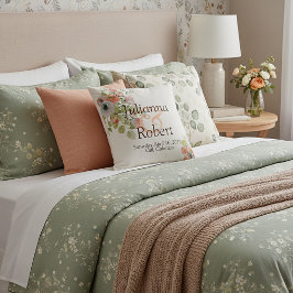 Rosa und blaue Aquarellblütenhochzeit Kissen