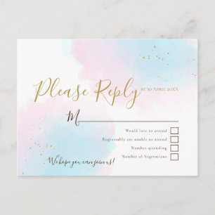 Rosa und blaue Aquarellfarben Hochzeitsszenario RS Postkarte