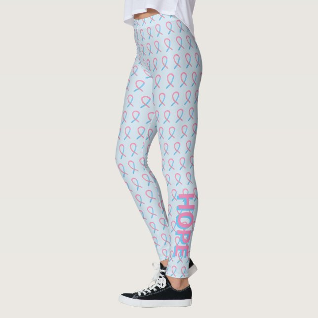 Rosa und blaue "Awareness Ribbon Art Words" Leggin Leggings (Links)