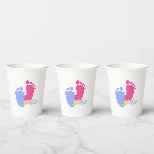 Rosa und blaue Babyfußabdrücke Pappbecher (Multi)