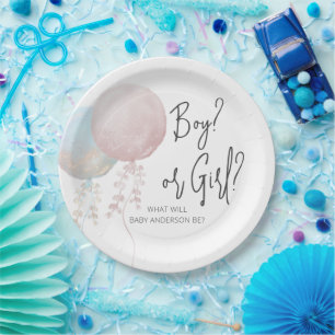 Rosa und blaue Balkone - Aufdeckung des Geschlecht Pappteller