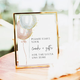 Rosa und blaue Ballon Gender-Aufdeckung Karten + G Poster