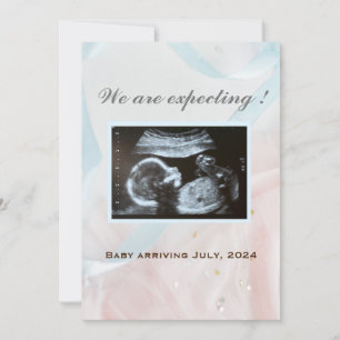 Rosa und blaue Bänder mit Baby-Ultraschall Ankündigung