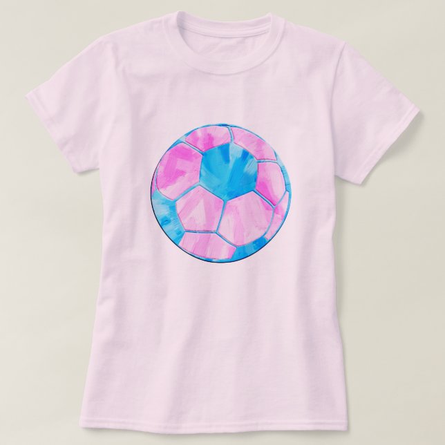 Rosa und blaue blaue Fußballball-Gefärbte Krawatte T-Shirt (Design vorne)