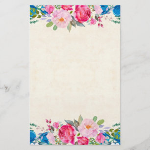 Rosa und blaue Blume Extravagant Briefpapier