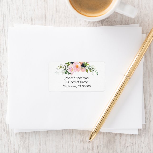 Rosa und blaue Blumen Adressaufkleber (Insitu)