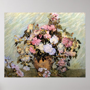 Rosa und blaue Blumen durch Van Gogh Poster