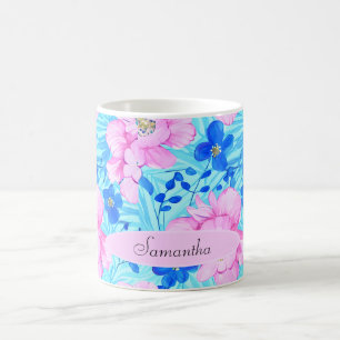 Rosa und blaue Blumen Kaffeetasse