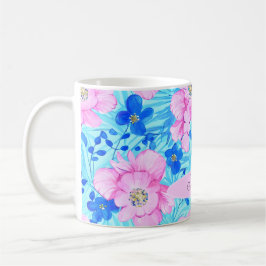 Rosa und blaue Blumen Kaffeetasse