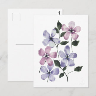 Rosa und blaue Blumen Postkarte
