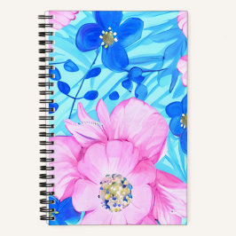 Rosa und blaue Blumen SpiralNotebook Notizbuch