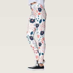 Rosa und blaue Blumenmuster Leggings