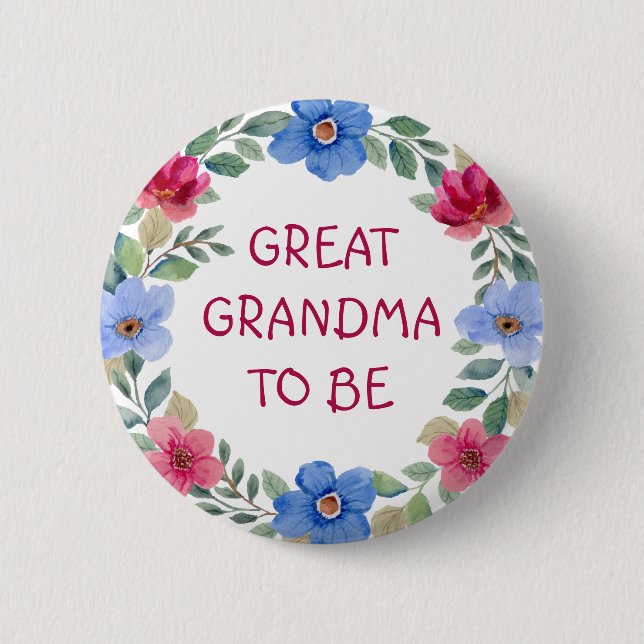 Rosa und blaue Blütenblüte Großes Grandma Babydusc Button (Vorderseite)