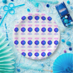 Rosa und blaue Bonbon-Papierteller Pappteller