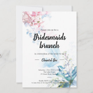 Rosa und blaue Bridesmaids Brunch Dusche Einladung