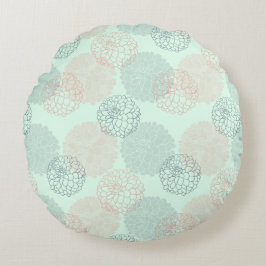 Rosa und blaue Dahlias-Rundwurfkissen Rundes Kissen