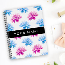 Rosa und blaue Dahlien, Blumenmuster, Ihr Name