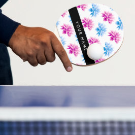 Rosa und blaue Dahlien, Blumenmuster, Ihr Name Tischtennis Schläger