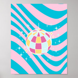 Rosa und blaue Diskothek, Party Art, Preppy, 80er Poster