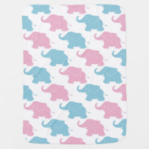 Rosa und blaue Elefanten Baby Blanket