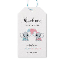 Rosa und blaue Elefanten-Babyshower-Geschenkkarte