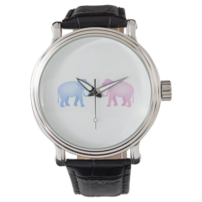 Rosa und blaue Elefanten zum Geburtstag oder Gesch Armbanduhr (Vorderseite)