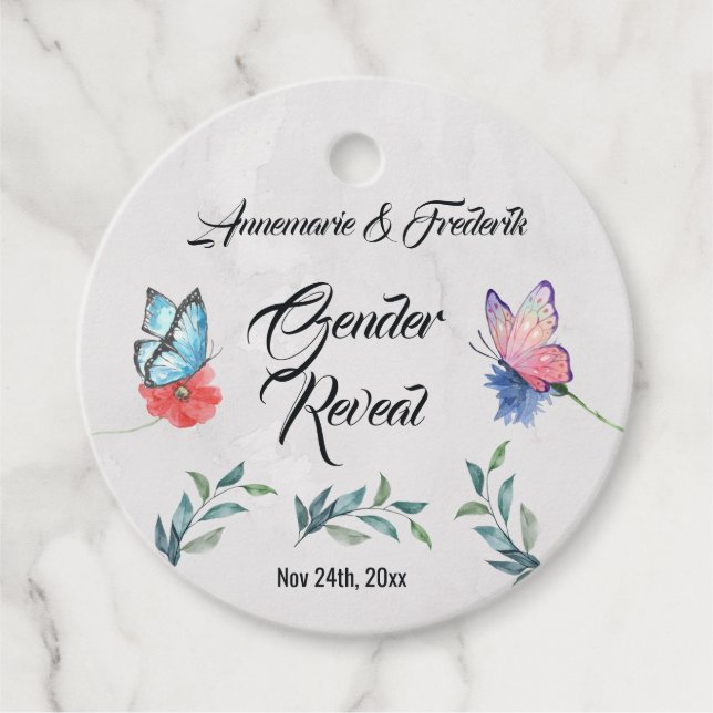 Rosa und blaue Farbe Geschenkanhänger (Vorderseite)