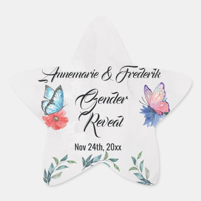 Rosa und blaue Farbe Stern-Aufkleber (Vorderseite)