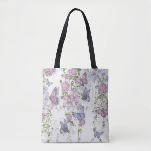 Rosa und blaue Farbschmetterlings-Cottage-Core-Tas