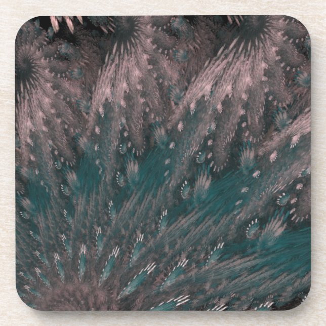 Rosa und blaue Federn im wirbeln Untersetzer (Vorderseite)