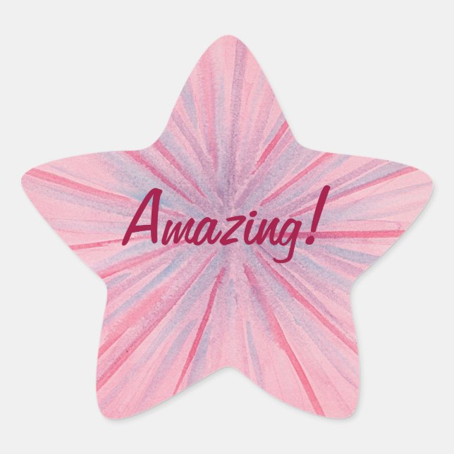 Rosa und blaue Flecken auf Phantastischem hellrosa Stern-Aufkleber (Vorderseite)