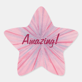 Rosa und blaue Flecken auf Phantastischem hellrosa Stern-Aufkleber