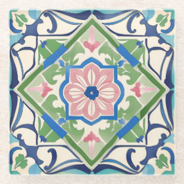 Rosa und blaue Fliesen Glasuntersetzer