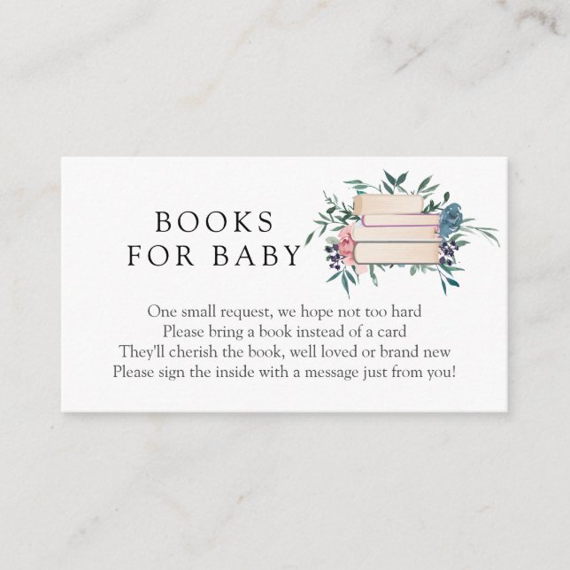 Rosa und blaue florale Bücher für die Beipackkarte Begleitkarte (Vorderseite)