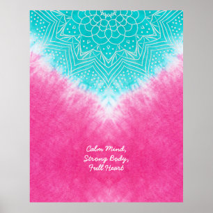 Rosa und blaue Gefärbte Krawatte mit Mandala Sway  Poster